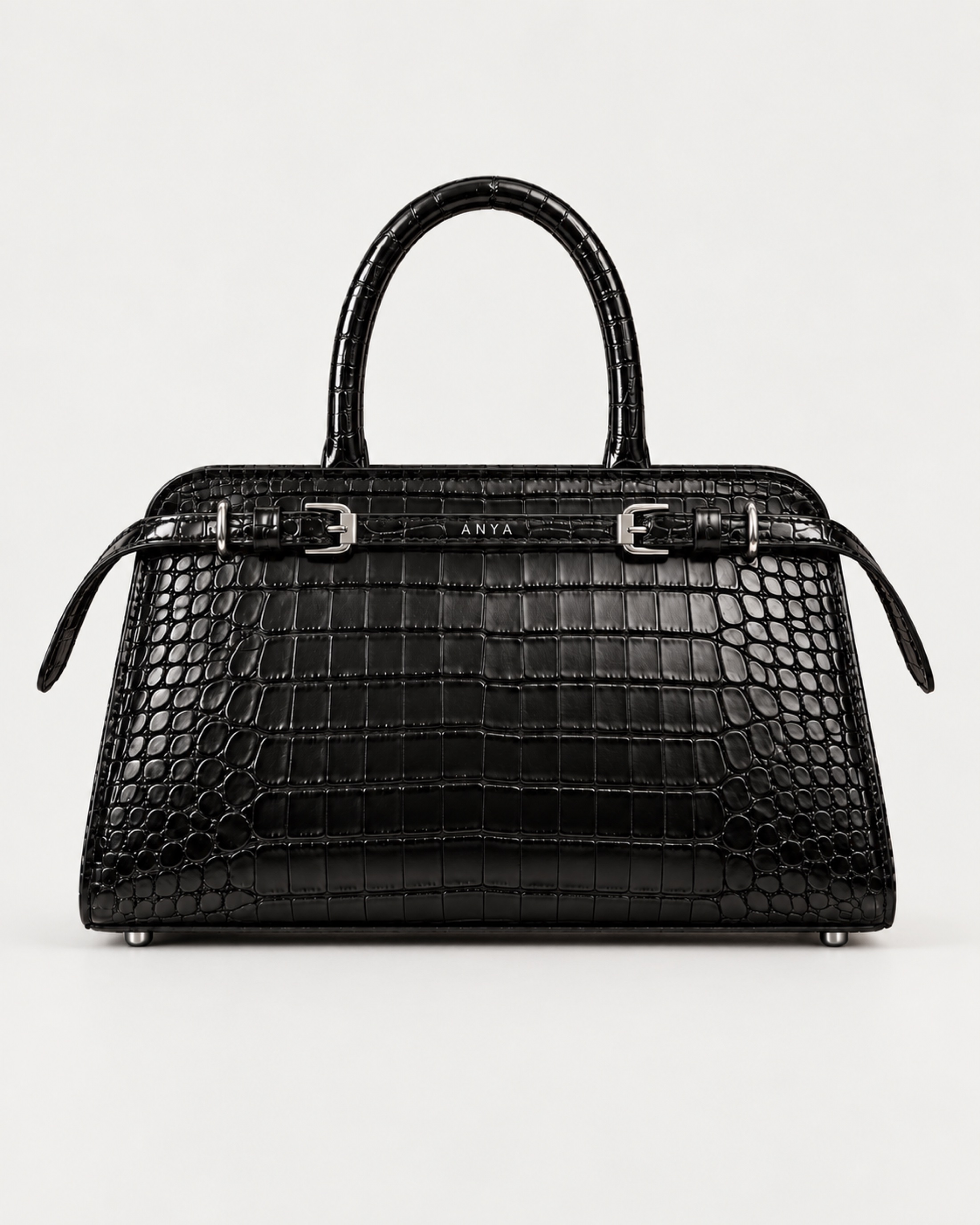 ANYA SOIR RENEE black crocodile handbag studio photograph